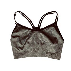 Flex Sports Womens Large Bra Gray Padded Gym Activewear Workout